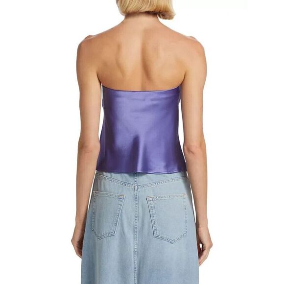 Reformation Spritz Silk Strapless Silk Top Size XL Purple - Picture 4 of 8